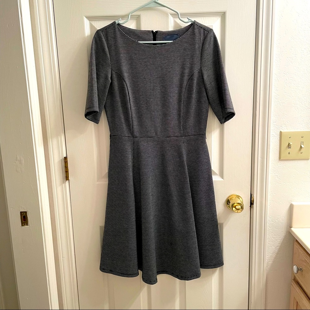 Modcloth a-line grey patterned dress